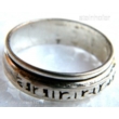 59-es méret Forgatható mantrás fehér fém gyűrű Ommanipemehung