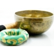 390 grammos hangtál tibeti mantrás 7 fémből zöld színű brokáttal