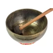 1045 grammos Amithaba Buddha hangtál tibeti mantrás 7 fémből piros színű brokáttal - videoval