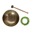 Zöld Tara tibeti mantrás hangtál 7 fémből zöld színű brokáttal és ütővel - videoval