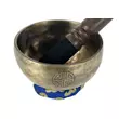 Telihold tibeti hangtál 7 fémből bőrrel bevont fa ütővel, kék brokát alátét gyűrűvel - videoval