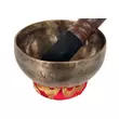 Telihold tibeti hangtál 7 fémből bőrrel bevont fa ütővel, piros brokát alátét gyűrűvel - videoval