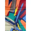 Párizsikék alapon mintás 100% valódi hernyóselyem sál 50x180cm