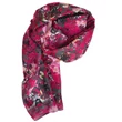Magenta alapon virágmintás 100% valódi hernyóselyem sál 50x180cm