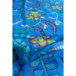 Pávakék alapon virágmintás 100% valódi hernyóselyem sál 50x180 cm