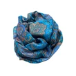 Kobaltkék alapon paisley mintás 100% valódi hernyóselyem sál 100x180 cm