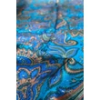 Kobaltkék alapon paisley mintás 100% valódi hernyóselyem sál 100x180 cm