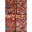 Csikóbarna alapon virágmintás 100% valódi hernyóselyem sál 50x180 cm