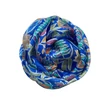 Chartresikék alapon levélmintás 100% valódi hernyóselyem sál 50x180 cm