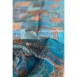 Türkizkék, damaszkuszikék, perzsanarancs, füstkék mintás 100% valódi hernyóselyem sál 50x180 cm