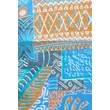 Türkizkék, damaszkuszikék, perzsanarancs, füstkék mintás 100% valódi hernyóselyem sál 50x180 cm