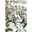 Hermelinfehér alapon szaharasárga és angolzöld mintás 100% valódi hernyóselyem sál 50x180 cm