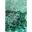 Leopárdmintás ásványzöld és rhodaminebíbor színű 100% valódi hernyóselyem sál 50x180 cm