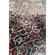 Leopárdmintás párducfekete és vadmálna színű 100% valódi hernyóselyem sál 50x180 cm