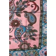 Denimkék keretben virágmintás 100% valódi hernyóselyem sál 100x180 cm