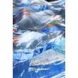 Acélszürke, kék, narancs mintás 100% valódi hernyóselyem sál 100x180 cm