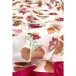 Burgundy és muskátbarna bordűrös virág mintás 100% valódi hernyóselyem sál 100x180 cm