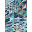 Görögzöld, párizsikék, púderkék, mentazöld geometriai mintás 100% valódi hernyóselyem sál 100x180 cm