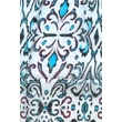 Habfehér alapon bársonyfekete, türkizkék és burgundyvörös mintás 100% valódi hernyóselyem sál 100x180 cm