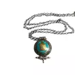 Türkiz gao üreges medál Kalacsakra szimbólummal, strapabíró nemesacél nyakláncon