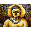 Buddha batik kép-110x80cm-es falikép sárga