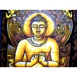 Buddha batik kép-110x80cm-es falikép sárga