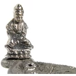 Buddha füstölőtartó fehér fémből strapabíró konstrukció