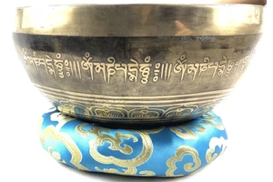 1262 grammos Gyógyító Buddha hangtál 7 fémből türkizkék brokáttal és ütővel - videoval