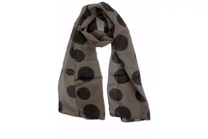 Biscmark barna alapon hollófekete óriás pöttyös 100% valódi hernyóselyem sál