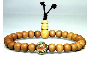 Szantálfa mala valódi illatos szantál fából tibeti réz osztóval 18 cm kerületű normál méret