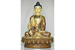 Gyógyító Buddha szobor tradícionális tibeti buddhista oltárra Szangye Menla