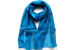 Pamut sál 100 % -cotton mantrás kék 50x170