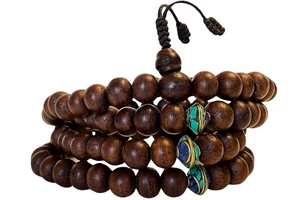 Bodhifa mala natúr szemekből barna színben 102 cm kerületű