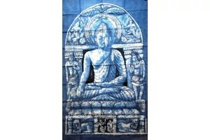 Buddha batik kép-140x90cm-es falikép kék