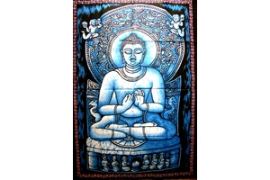 Buddha batik kép-110x80cm-es falikép kék
