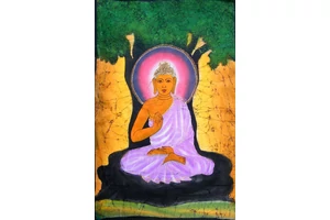 Eredeti indiai kézzel festett Buddha batik kép-115x75cm-es falikép