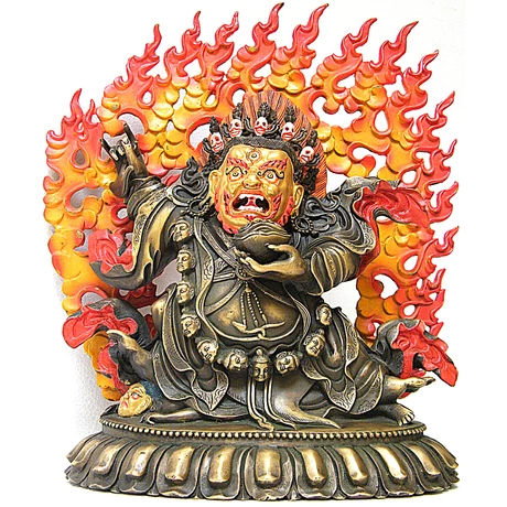 Mahakála Buddha szobor tibeti oltárra - lánggal együtt 30 cm magas!