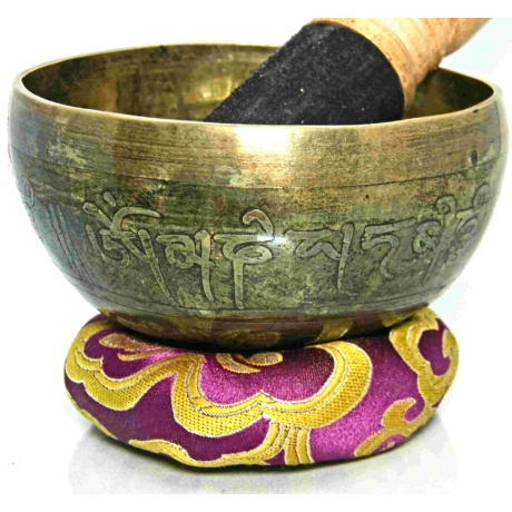 270 grammos hangtál tibeti mantrás 7 fémből bordó színű brokáttal