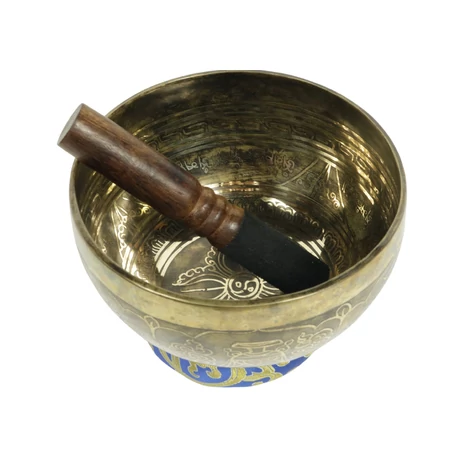 776 grammos tibeti mantrás hangtál 7 fémből készült, kék brokáttal - videoval