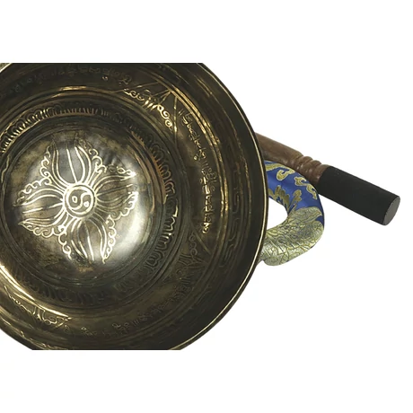 776 grammos tibeti mantrás hangtál 7 fémből készült, kék brokáttal - videoval