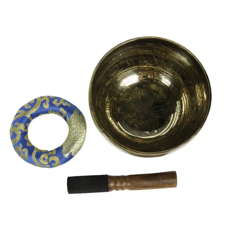 776 grammos tibeti mantrás hangtál 7 fémből készült, kék brokáttal - videoval