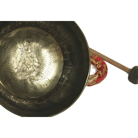 947 grammos tibeti mantrás hangtál 7 fémből készült, belsejében Fehér Tara gravírozással - videoval