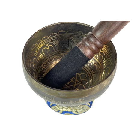 341 grammos tibeti mantrás hangtál 7 fémből készült, kék brokáttal - videoval