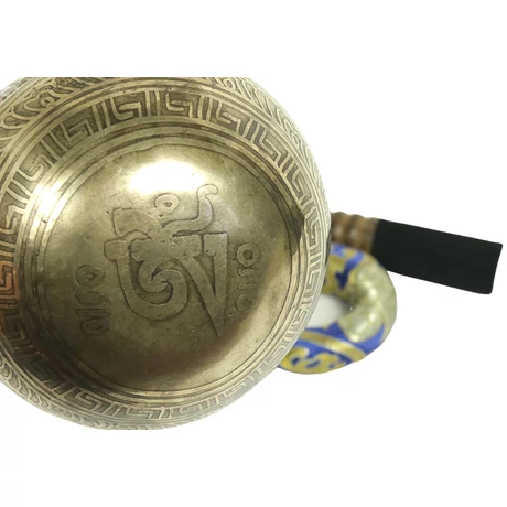 308 grammos tibeti mantrás hangtál 7 fémből készült, kek brokáttal - videoval