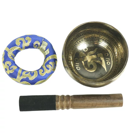 360 grammos tibeti mantrás hangtál 7 fémből készült, kek brokáttal - videoval