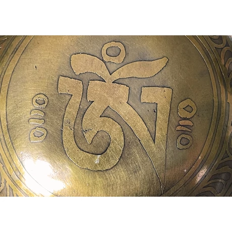 454 grammos tibeti mantrás hangtál 7 fémből napsárga brokát alátéttel - videoval