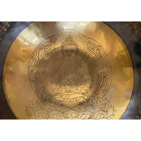 Gyógyító Buddha hangtál 7 fémből kék brokáttal és ütővel - videoval