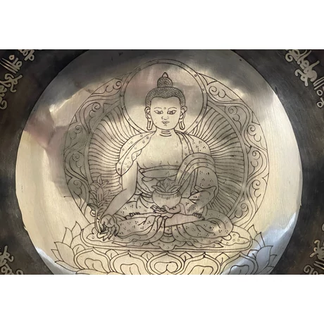 Gyógyító Buddha hangtál 7 fémből kék brokáttal és ütővel - videoval