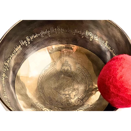 1059 grammos tibeti mantrás hangtál 7 fémből készült, belsejében  Amitabha  Buddha gravírozással - videoval