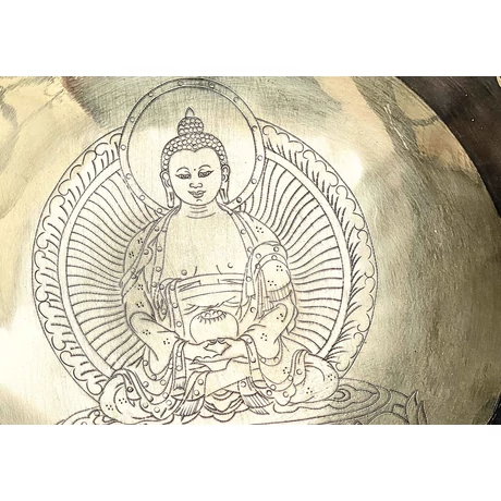1059 grammos tibeti mantrás hangtál 7 fémből készült, belsejében  Amitabha  Buddha gravírozással - videoval